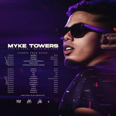 Myke Towers y todas las fechas de su gira europea