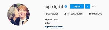 Rupert Grint se hace Instagram y sus fans se sorprenden con estos detalles