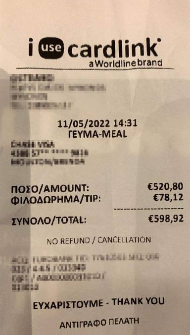 Una cuenta de un restaurante se hace viral por el disparatado precio de dos bebidas y una tapa