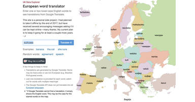 El mapa que traduce las palabras a cualquier idioma de Europa
